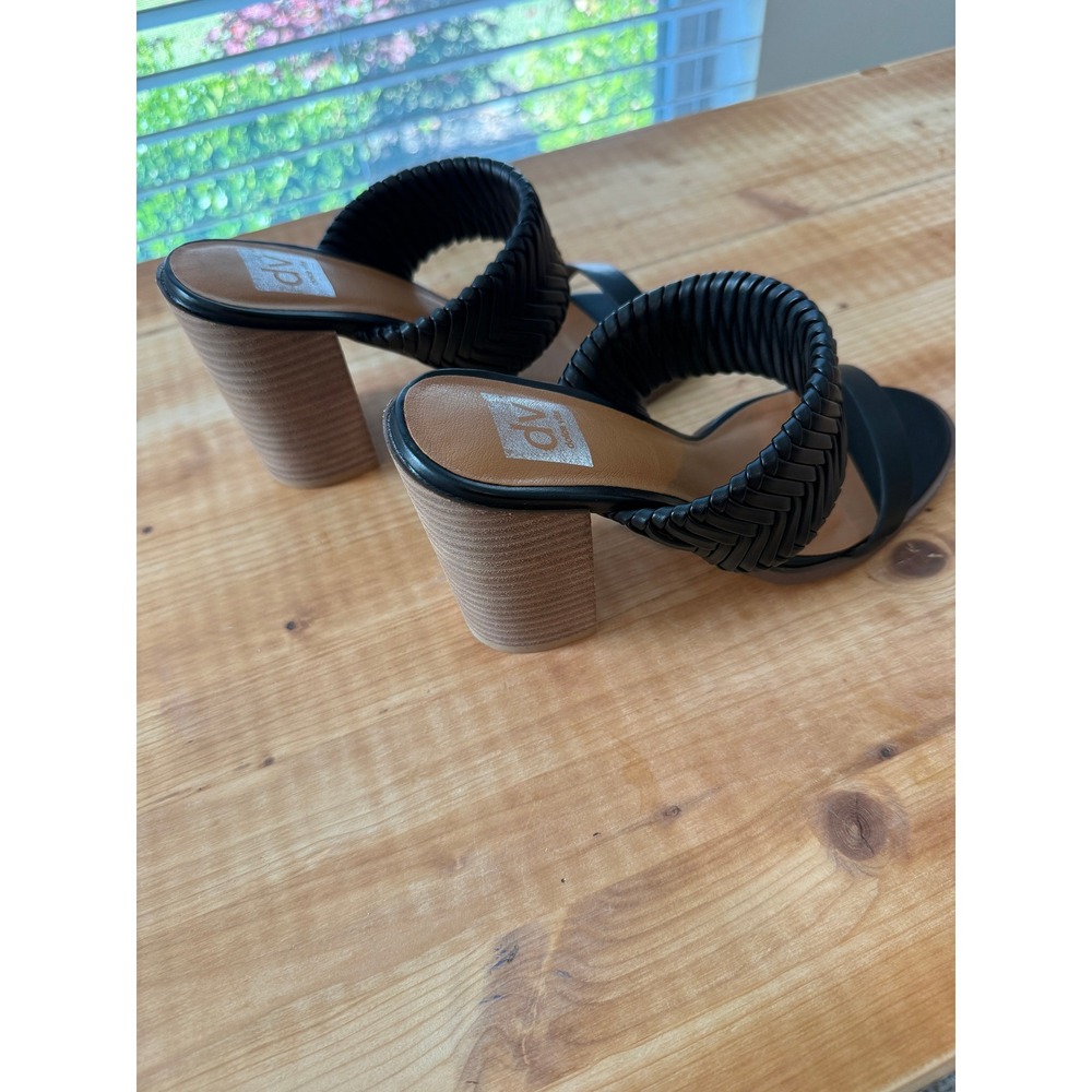 DV Dolce Vita Bambi Sandals Womens 8.5 Black Braided Two Strap Block Heel Mules - Picture 5 of 7